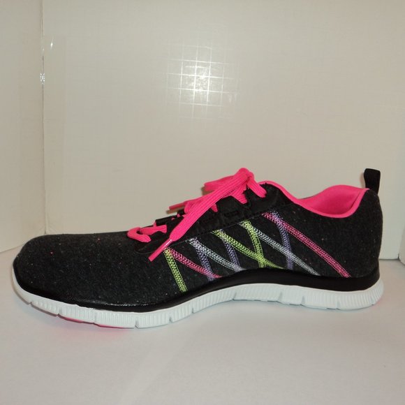 Skechers Light Weight Women's Size 11 Athletic Sneakers Shoes Lace Up Black Pink - Picture 4 of 11